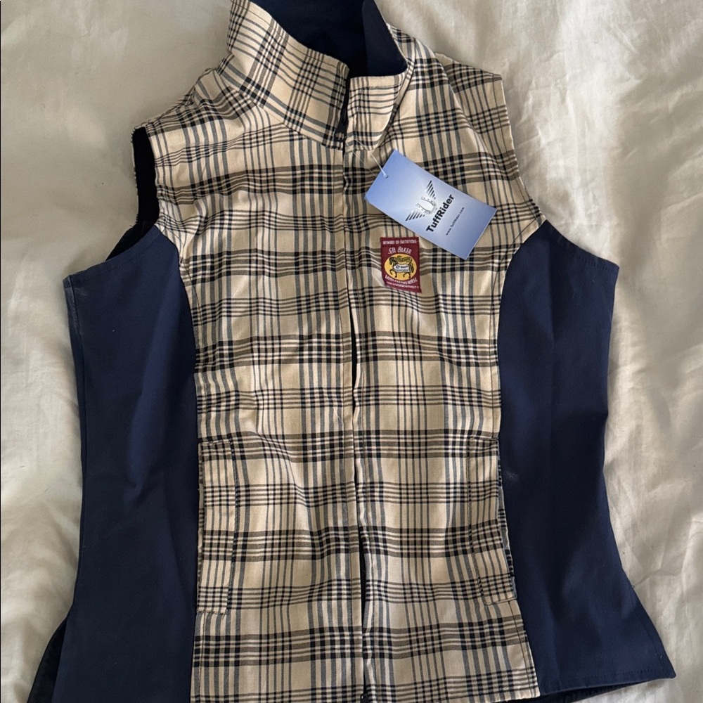 Tuffrider Brand New Lightweight Women's Baker Vest with Navy Accents-Rare Find